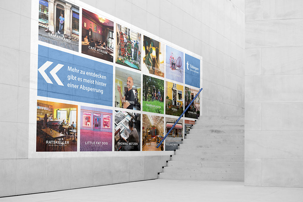 Stadtmarketing Baustellenwerbung Bauzaun Grafikdesign Tübingen