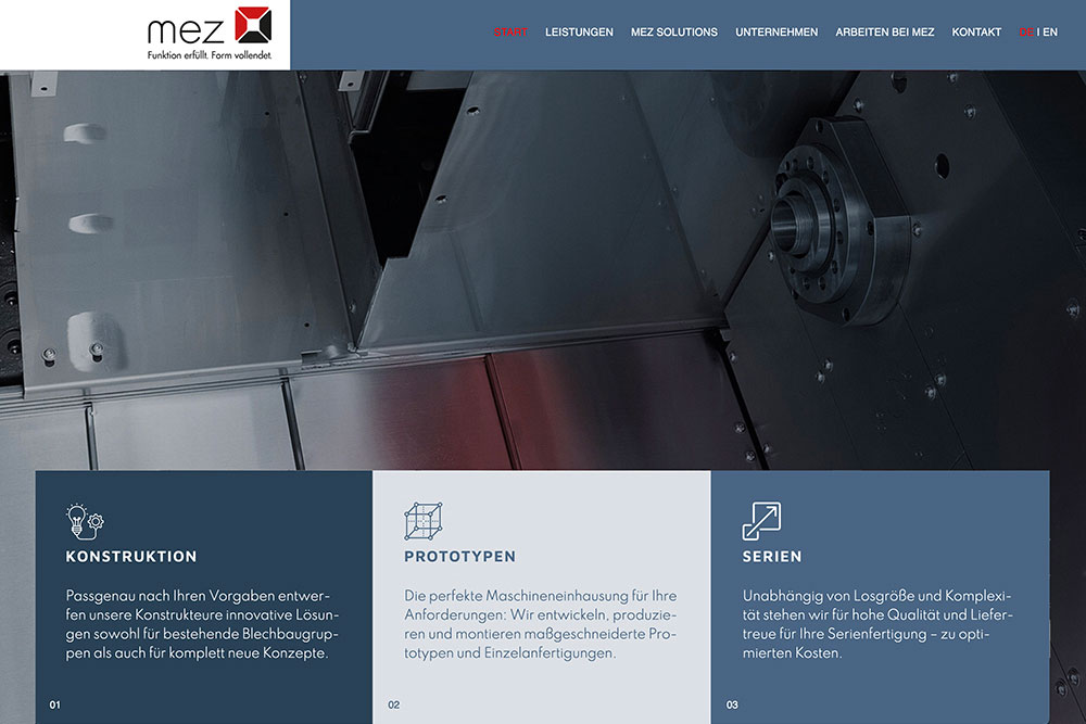 Webdesign Unternehmenswebsite MEZ GmbH Reutlingen